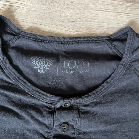 Men's Black Long Sleeve Henley Shirt - Picture 3 of 4